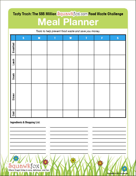 Weekly Meal Planning Template Free from www.squawkfox.com