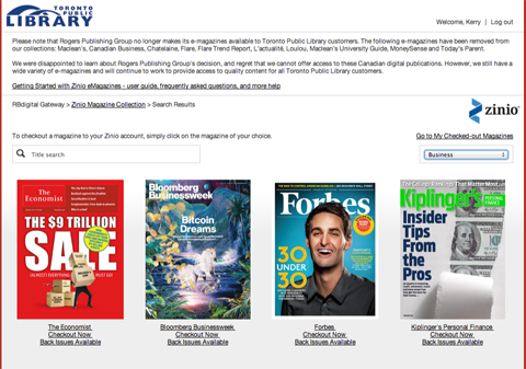 Use Zinio and your library card to read digital magazines for free