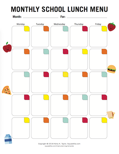 Snack List Template from www.squawkfox.com