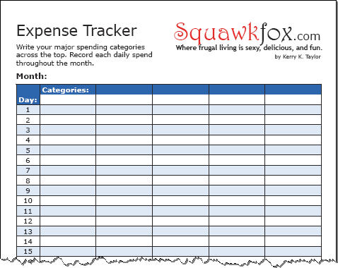 Expense Tracker Worksheet