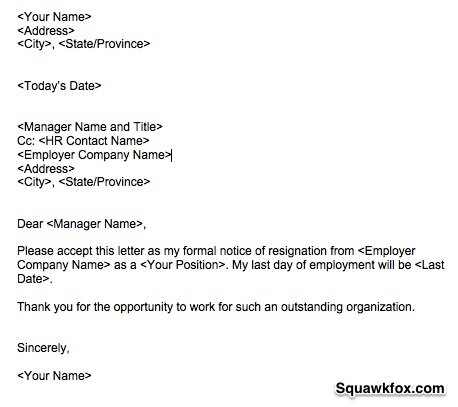 Format For Letter Of Resignation from www.squawkfox.com